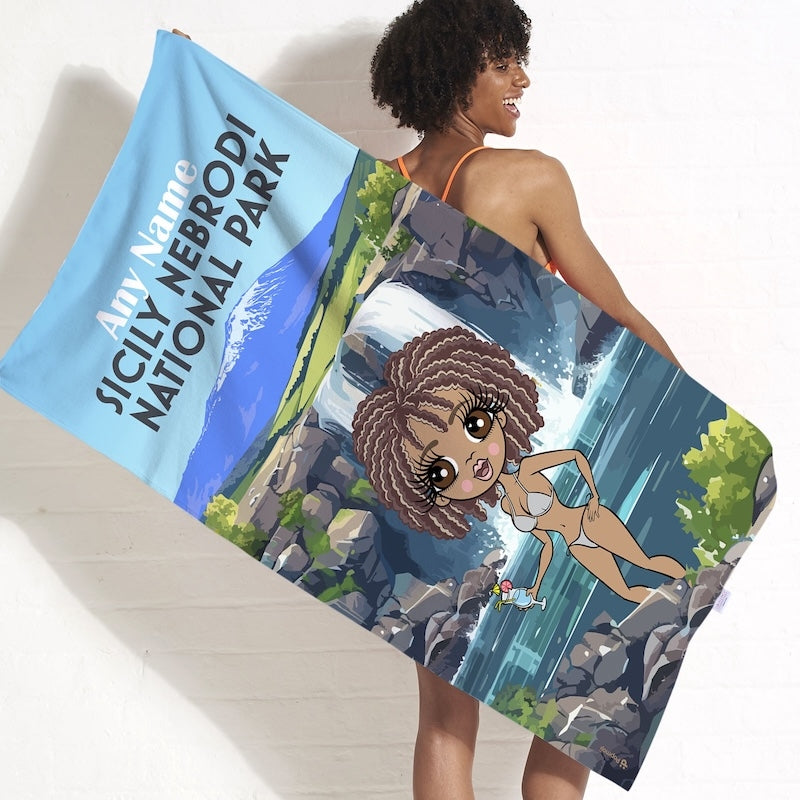 Womens Personalized Sicily Nebrodi National Park Beach Towel - Image 1
