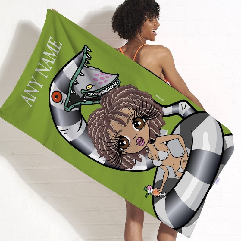 Womens Personalized Sinister Striped Snake Beach Towel