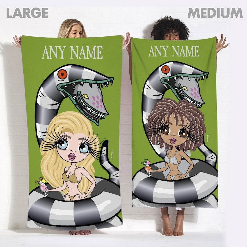 Womens Personalized Sinister Striped Snake Beach Towel
