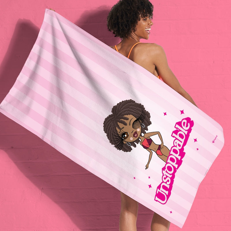 Womens Personalized Pink Slogan Beach Towel