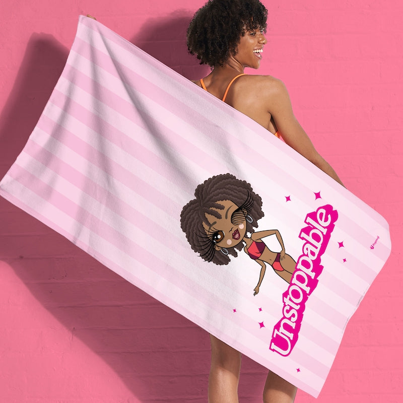 ClaireaBella Personalized Pink Slogan Beach Towel - Image 1