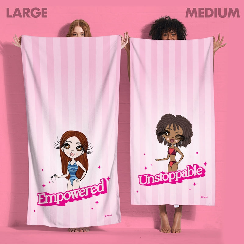 Womens Personalized Pink Slogan Beach Towel