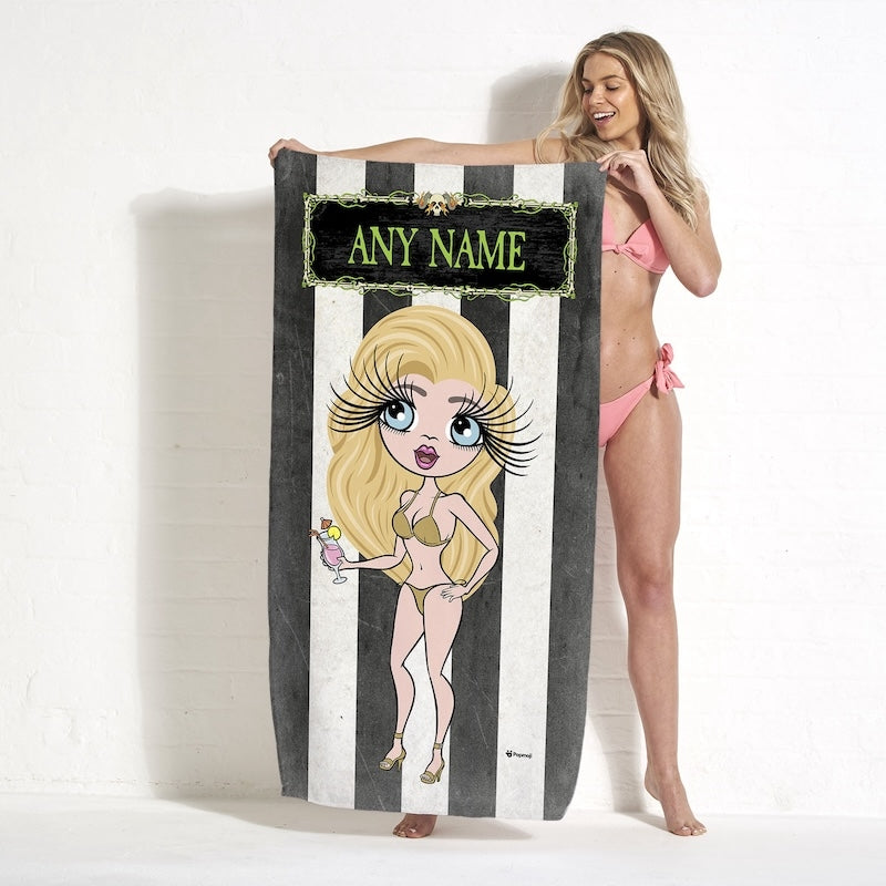 Womens Personalized Creepy White Stripes Beach Towel