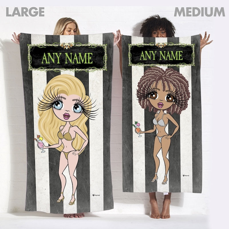 Womens Personalized Creepy White Stripes Beach Towel