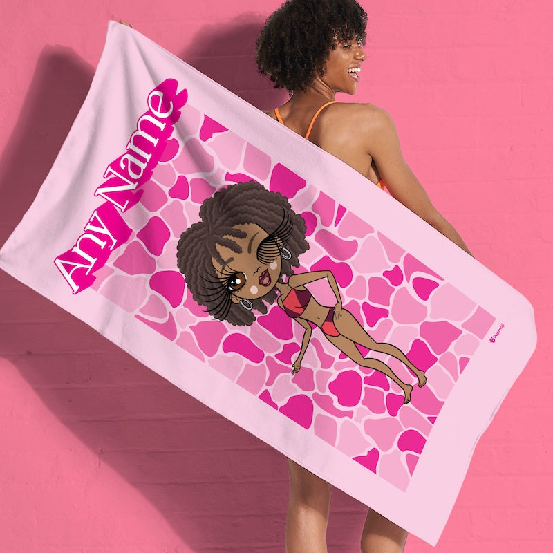 Womens Personalized Pink Stone Wall Beach Towel