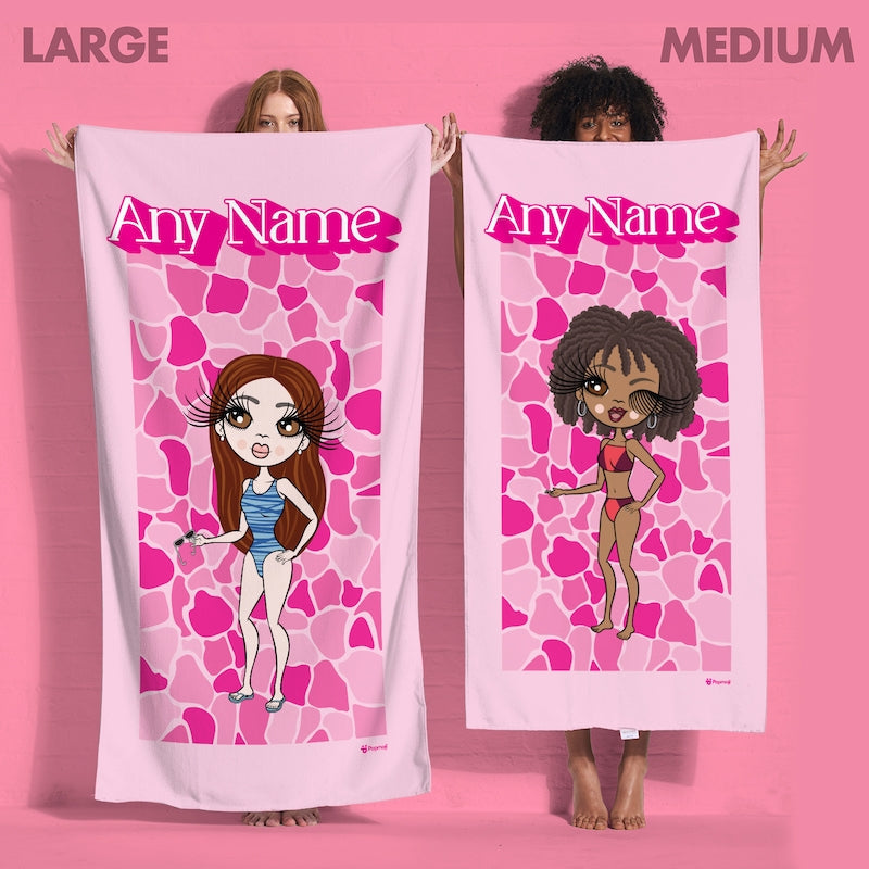 Womens Personalized Pink Stone Wall Beach Towel