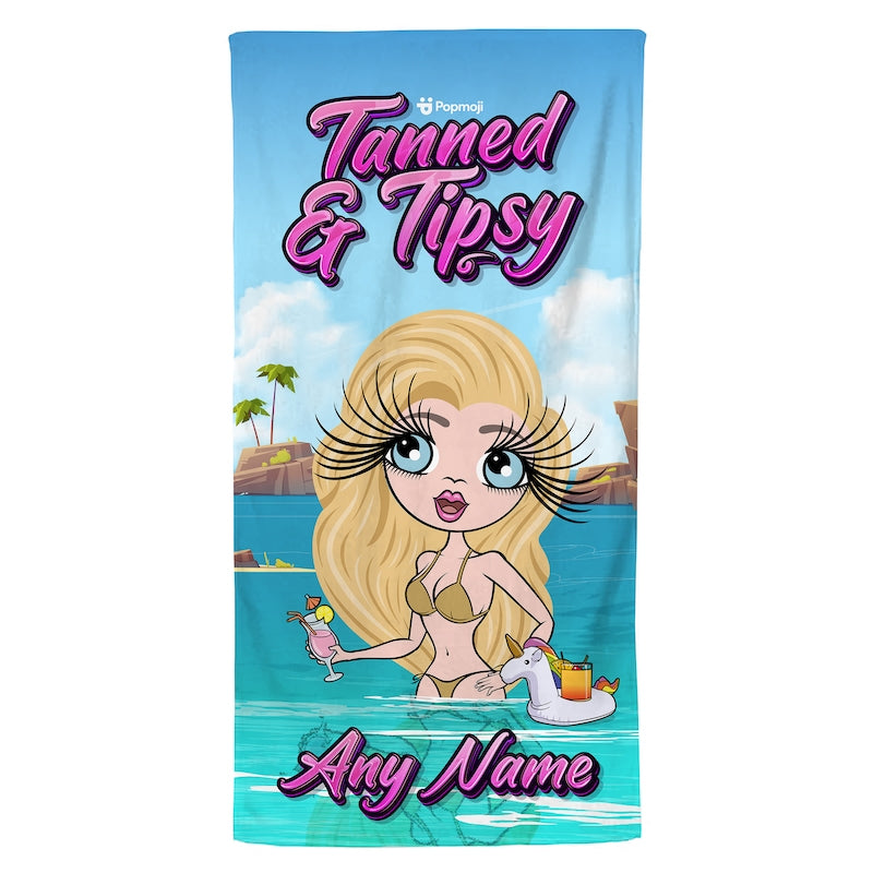 Womens Personalized Tanned & Tipsy Trip Beach Towel