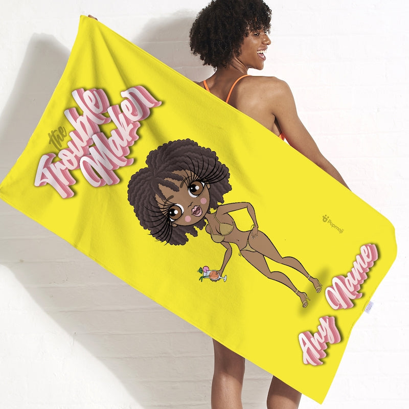 Womens Personalized The Trouble Maker Girls Trip Beach Towel