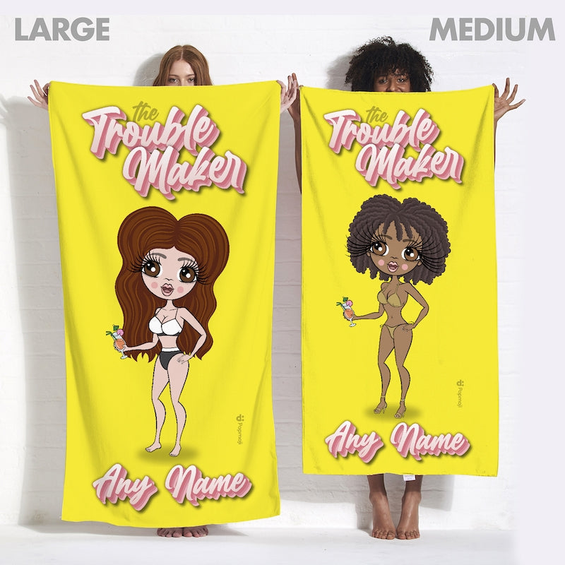 Womens Personalized The Trouble Maker Girls Trip Beach Towel