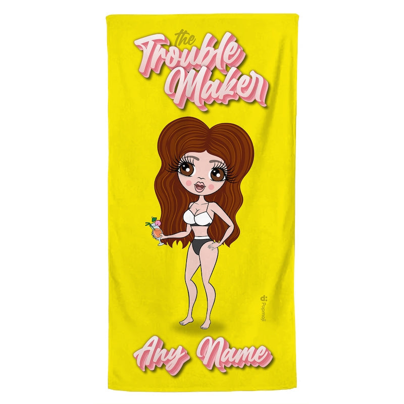 Womens Personalized The Trouble Maker Girls Trip Beach Towel