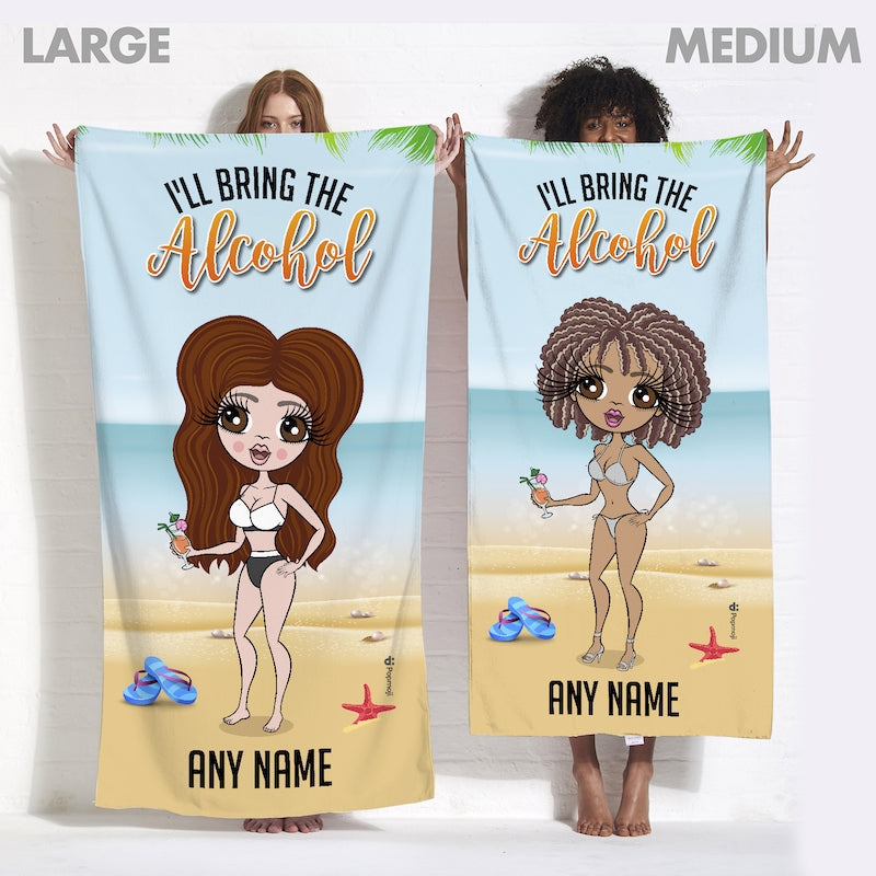 Womens Personalized Tropical Girls Trip The Alcohol Beach Towel