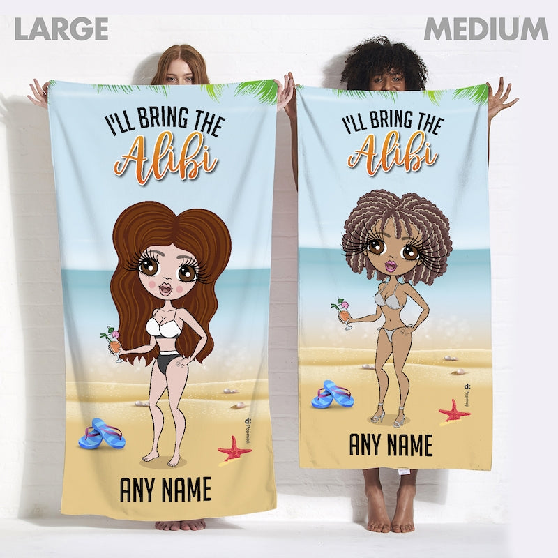 Womens Personalized Tropical Girls Trip The Alibi Beach Towel