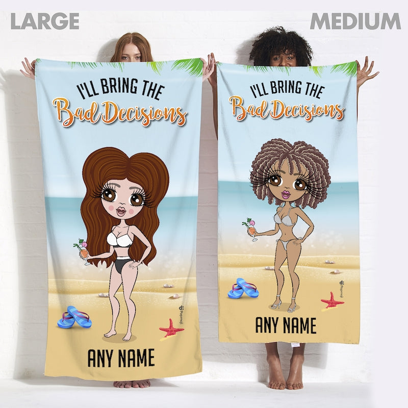 Womens Personalized Tropical Girls Trip The Bad Decisions Beach Towel