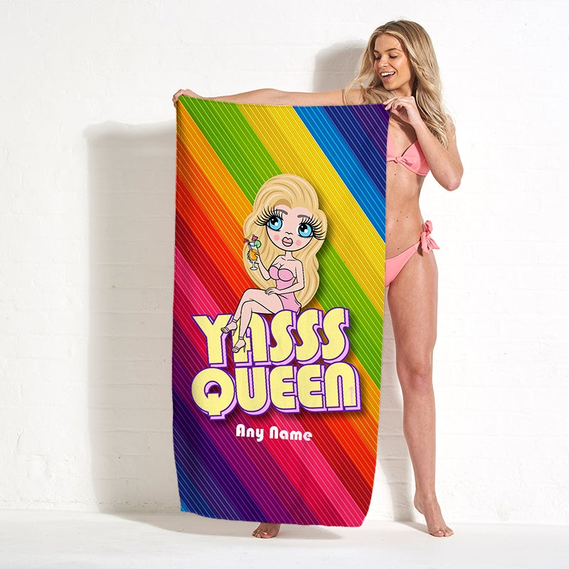 Womens Personalized Yasss Queen Beach Towel