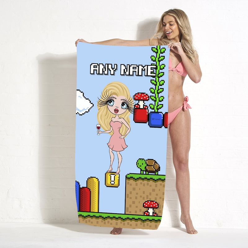 Womens Personalized Super Gamer Beach Towel