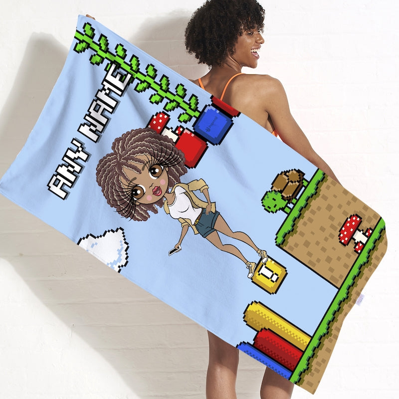 Womens Personalized Super Gamer Beach Towel