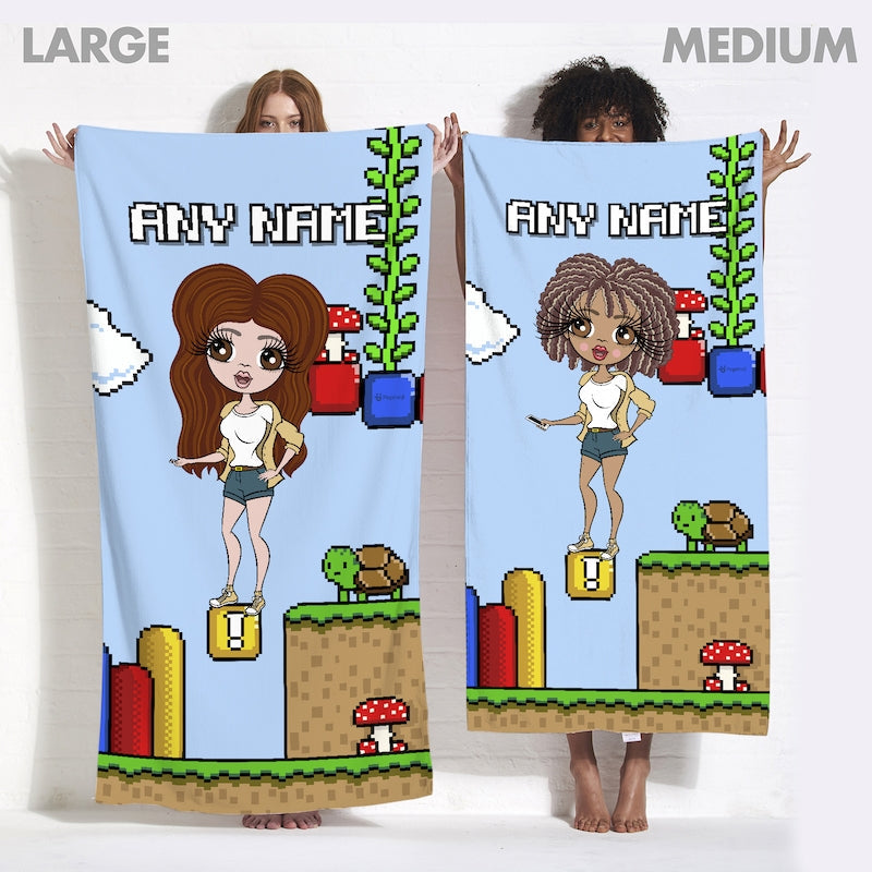 Womens Personalized Super Gamer Beach Towel