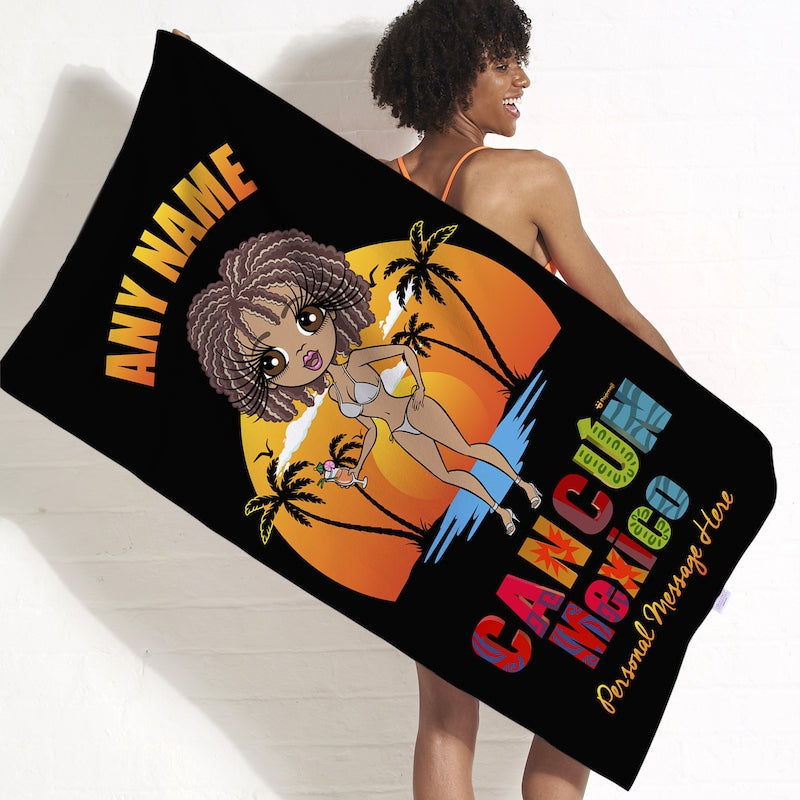 Womens Personalized Cancun Mexico Sunset Beach Towel