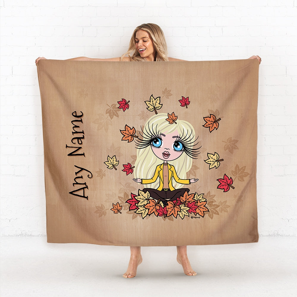 Womens Personalized Autumn Leaves Fleece Blanket - Image 1