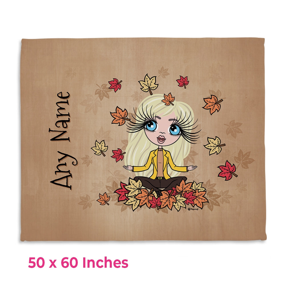 Womens Personalized Autumn Leaves Fleece Blanket - Image 2