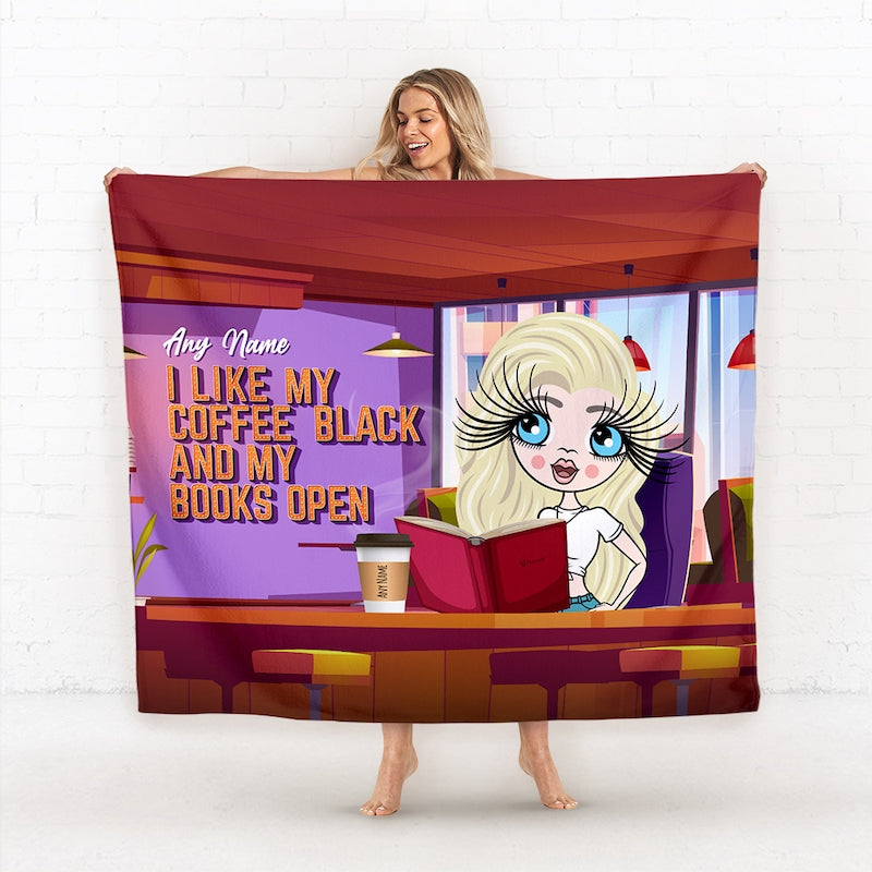 Womens Personalized I Like My Coffee Black Fleece Blanket - Image 1