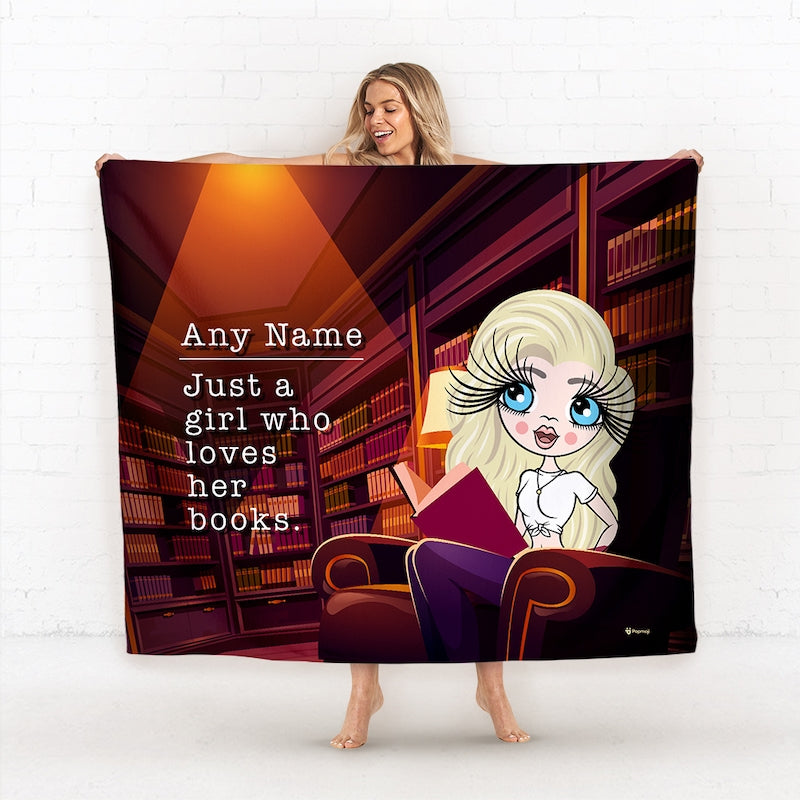 Womens Personalized A Girl Who Loves Her Books Fleece Blanket - Image 1