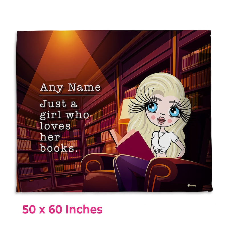 Womens Personalized A Girl Who Loves Her Books Fleece Blanket - Image 3