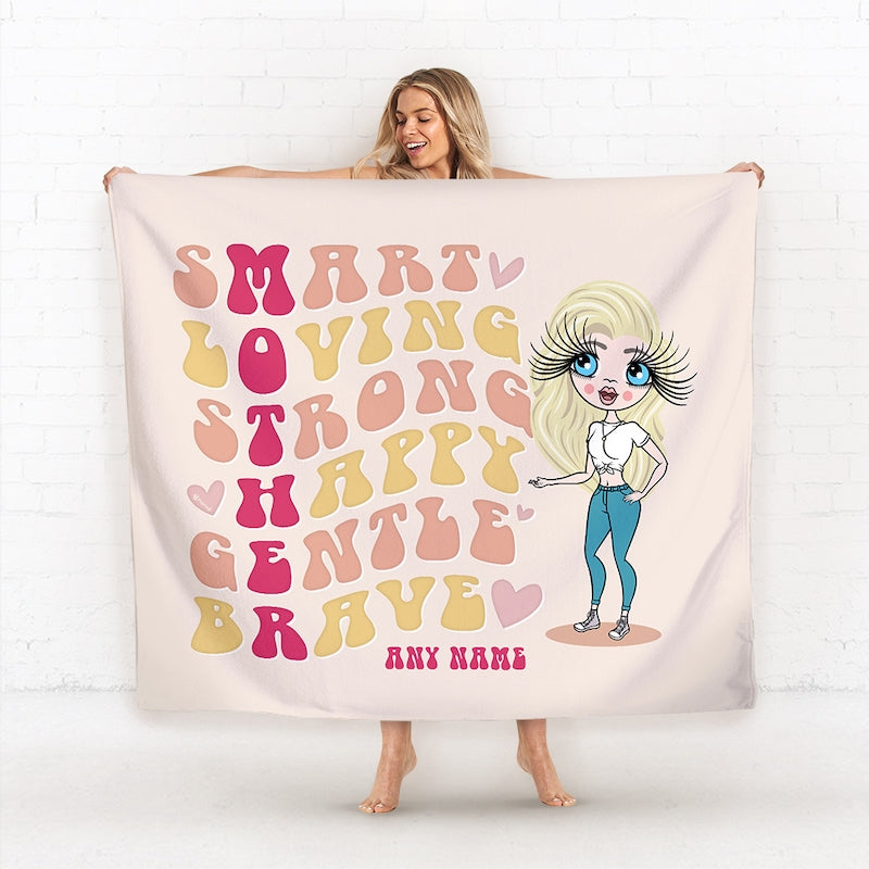 Womens Personalized Mother Typography Fleece Blanket - Image 1