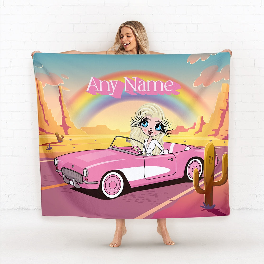 Womens Personalized Pink Car Fleece Blanket - Image 1