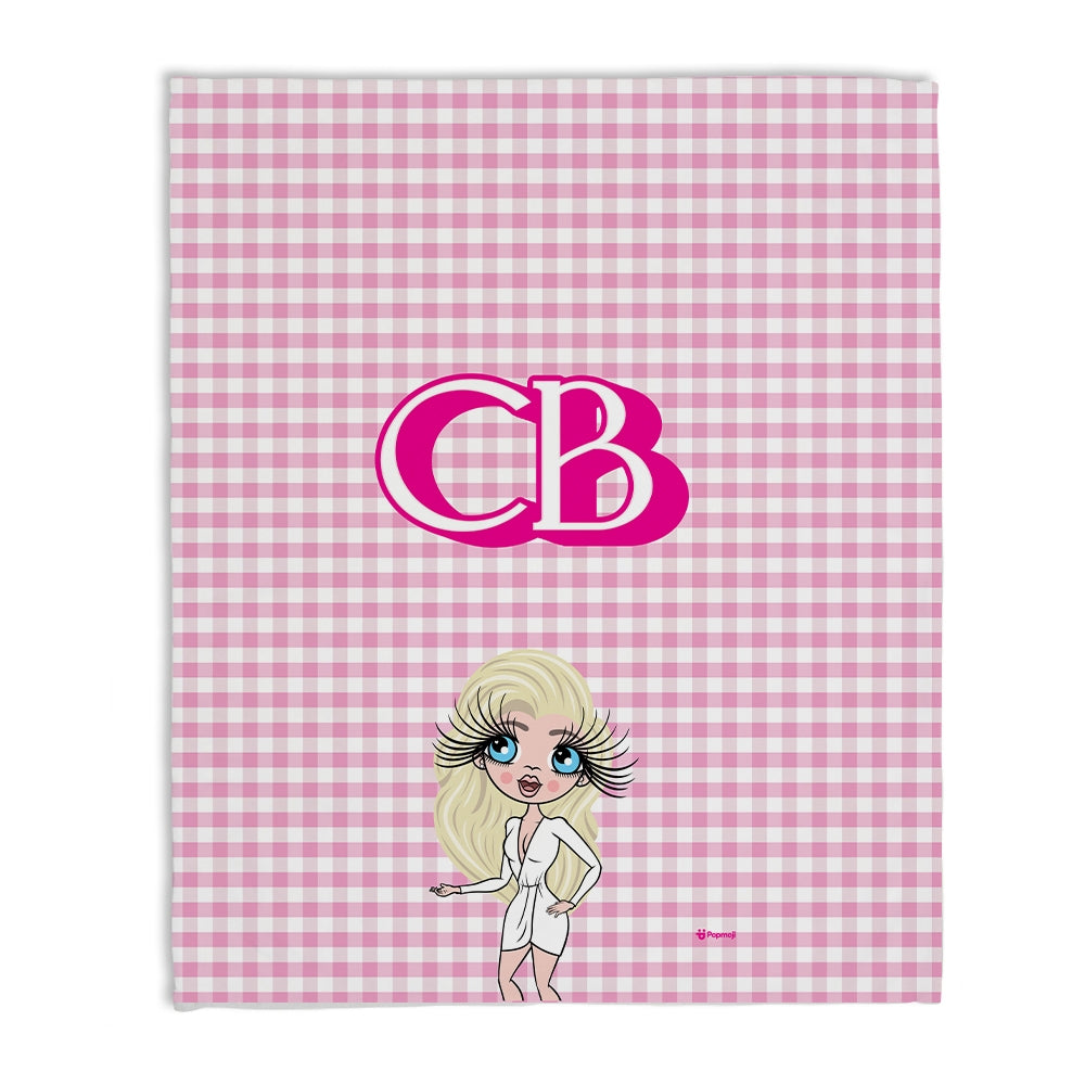 Womens Personalized Pink Tartan Fleece Blanket - Image 1