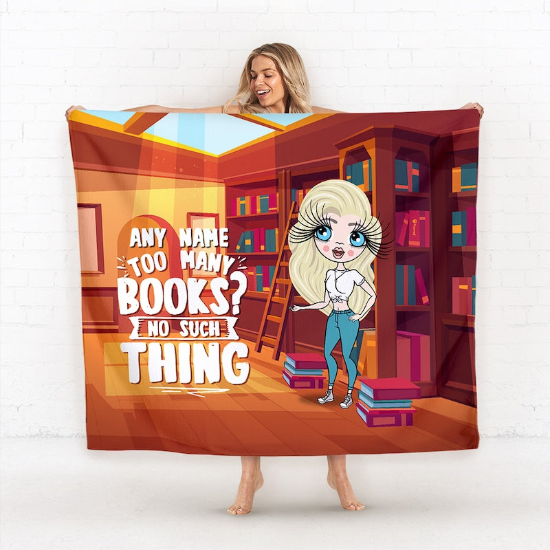 Womens Personalized Too Many Books Fleece Blanket - Image 1