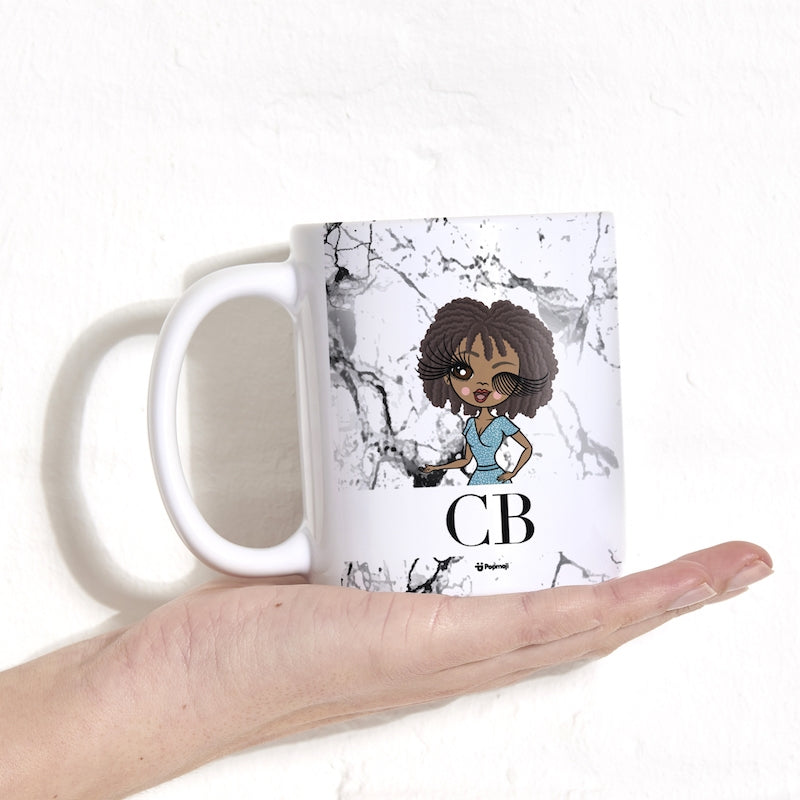 Womens Personalized The LUX Collection Black and White Marble Mug