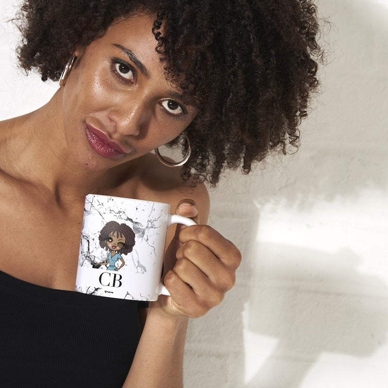 Womens Personalized The LUX Collection Black and White Marble Mug