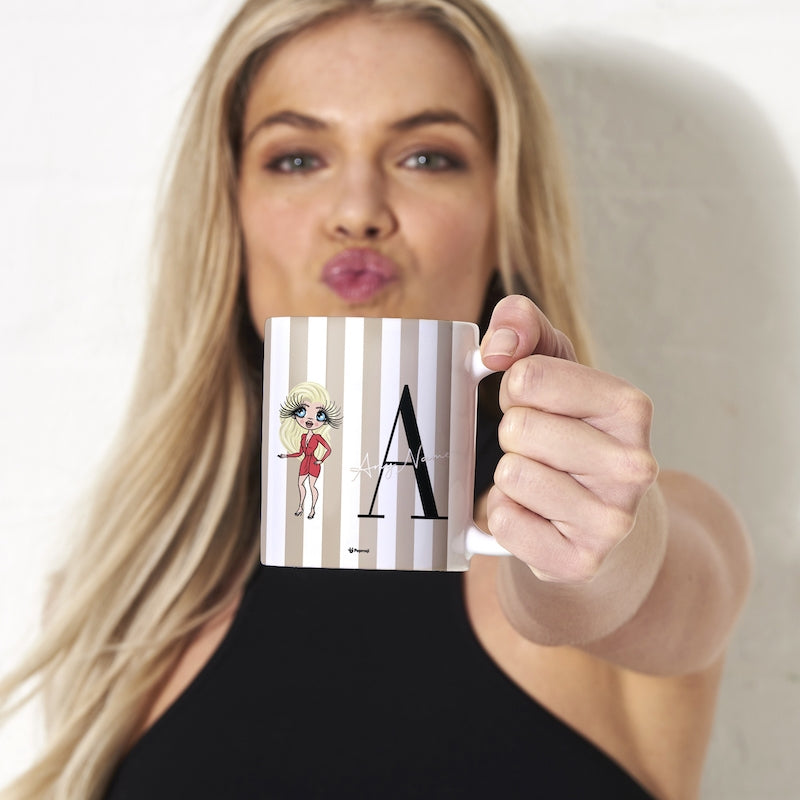 Womens Personalized The LUX Collection Initial Stripe Mug