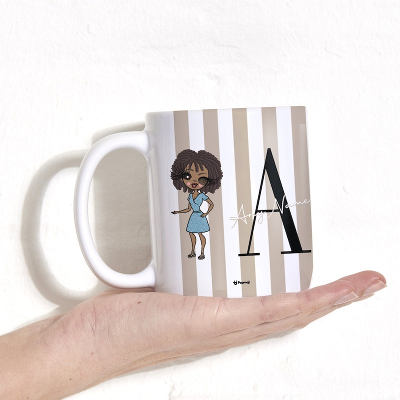ClaireaBella The LUX Collection Initial Stripe Mug - Image 1