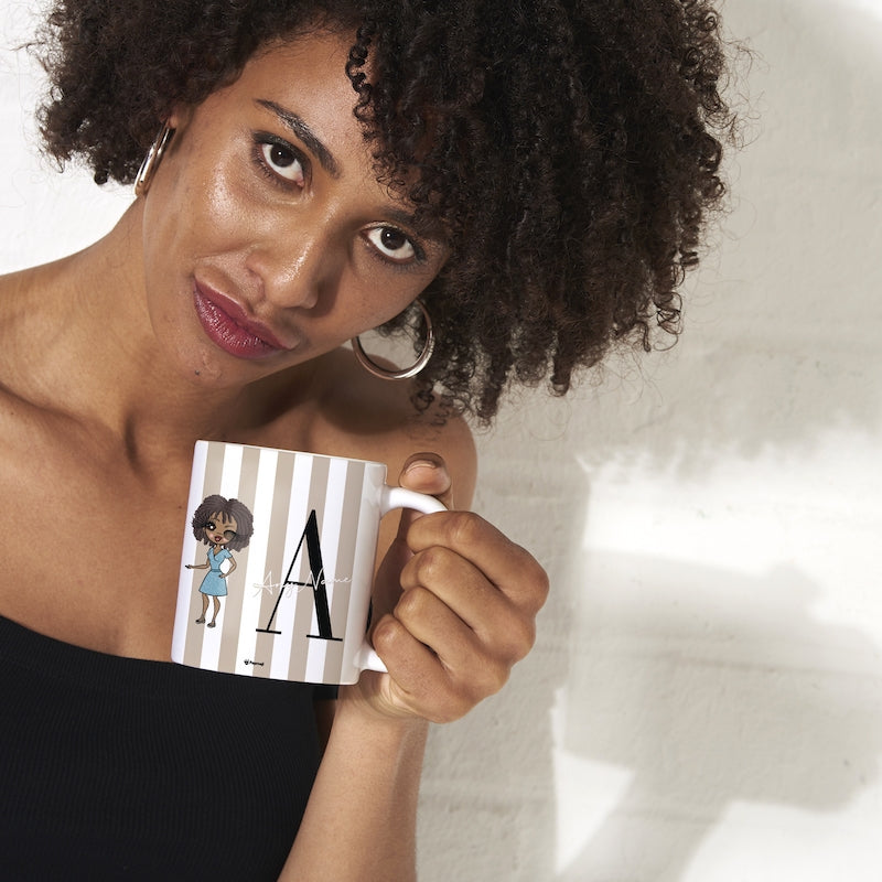 Womens Personalized The LUX Collection Initial Stripe Mug