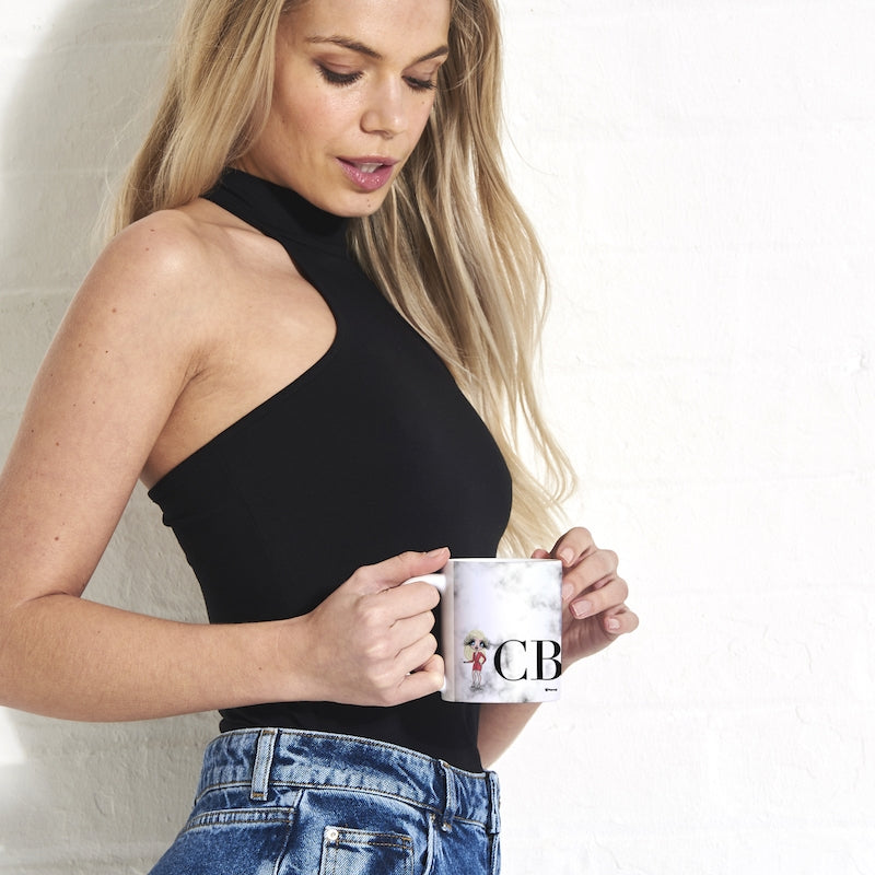 Womens Personalized The LUX Collection White Marble Mug