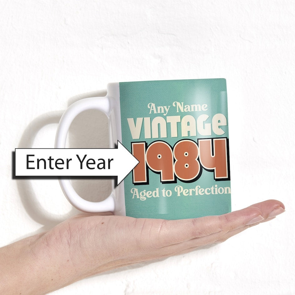 Womens Personalized Vintage Birthday Mug