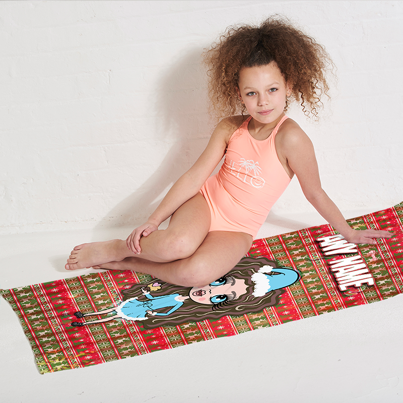 Girls Personalized Christmas Jumper Beach Towel