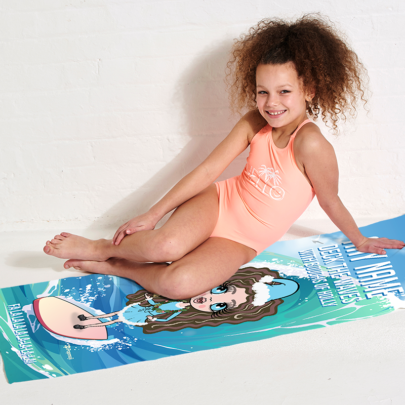 Girls Personalized Deck The Waves Beach Towel