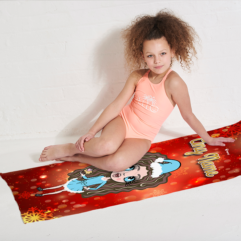 Girls Personalized Festive Sparkle Beach Towel