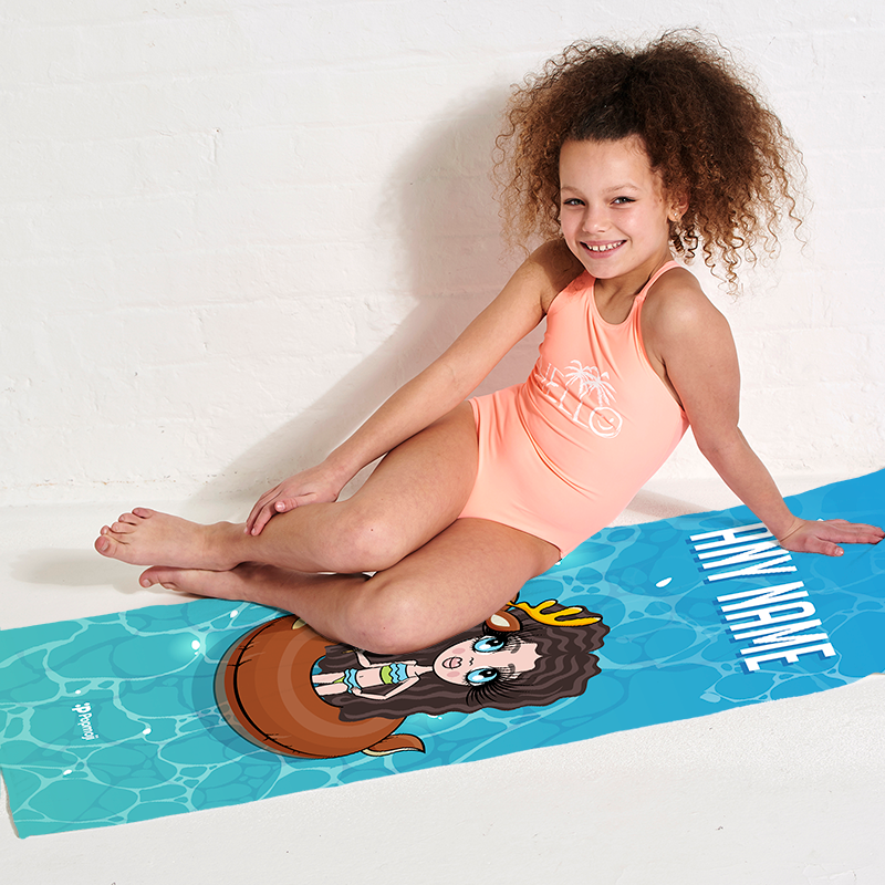 Girls Personalized Inflatable Reindeer Beach Towel