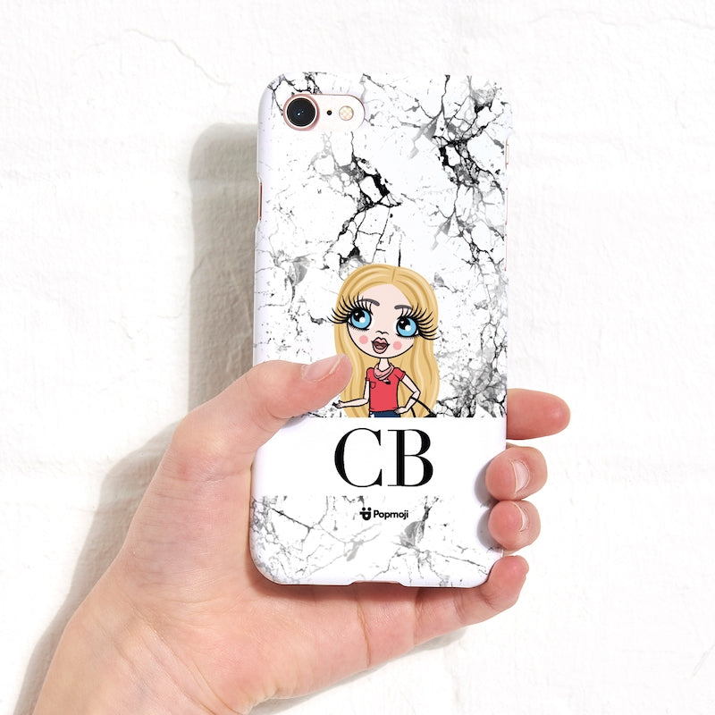 Girls Personalized The LUX Collection Black and White Marble Phone Case