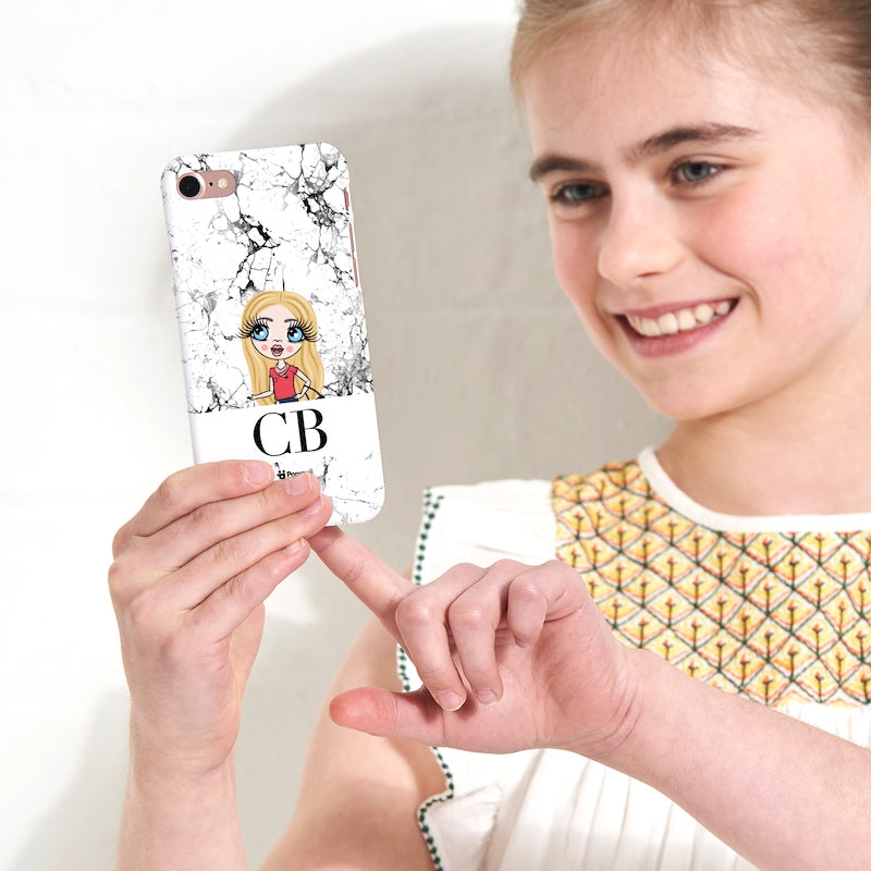 Girls Personalized The LUX Collection Black and White Marble Phone Case