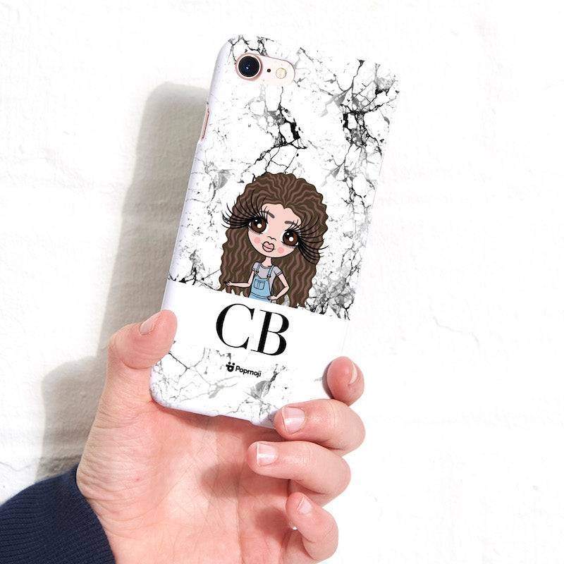 Girls Personalized The LUX Collection Black and White Marble Phone Case