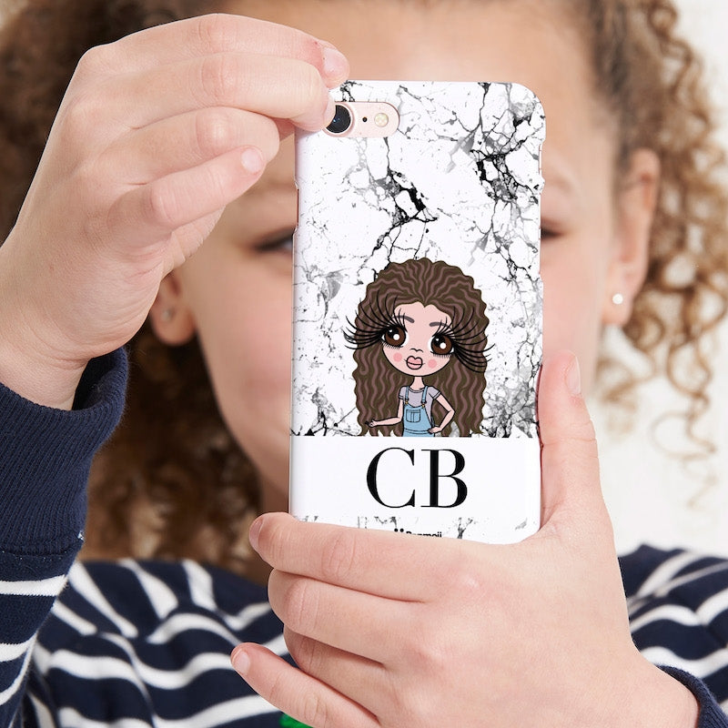Girls Personalized The LUX Collection Black and White Marble Phone Case