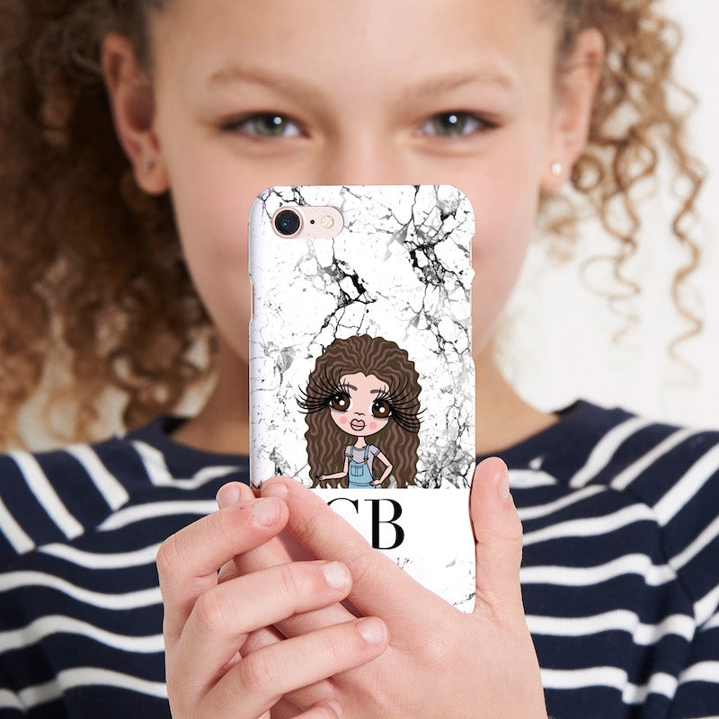 Girls Personalized The LUX Collection Black and White Marble Phone Case