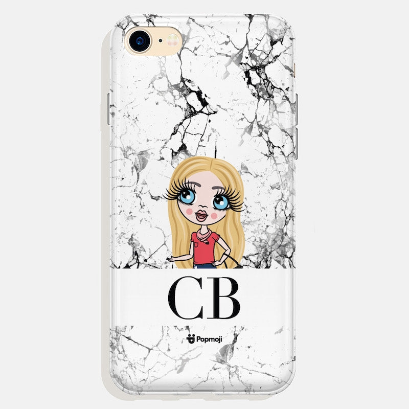 Girls Personalized The LUX Collection Black and White Marble Phone Case
