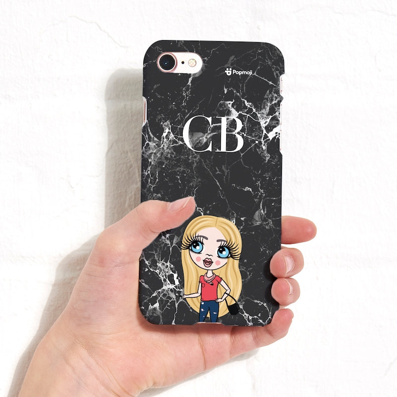 Girls Personalized The LUX Collection Black Marble Phone Case