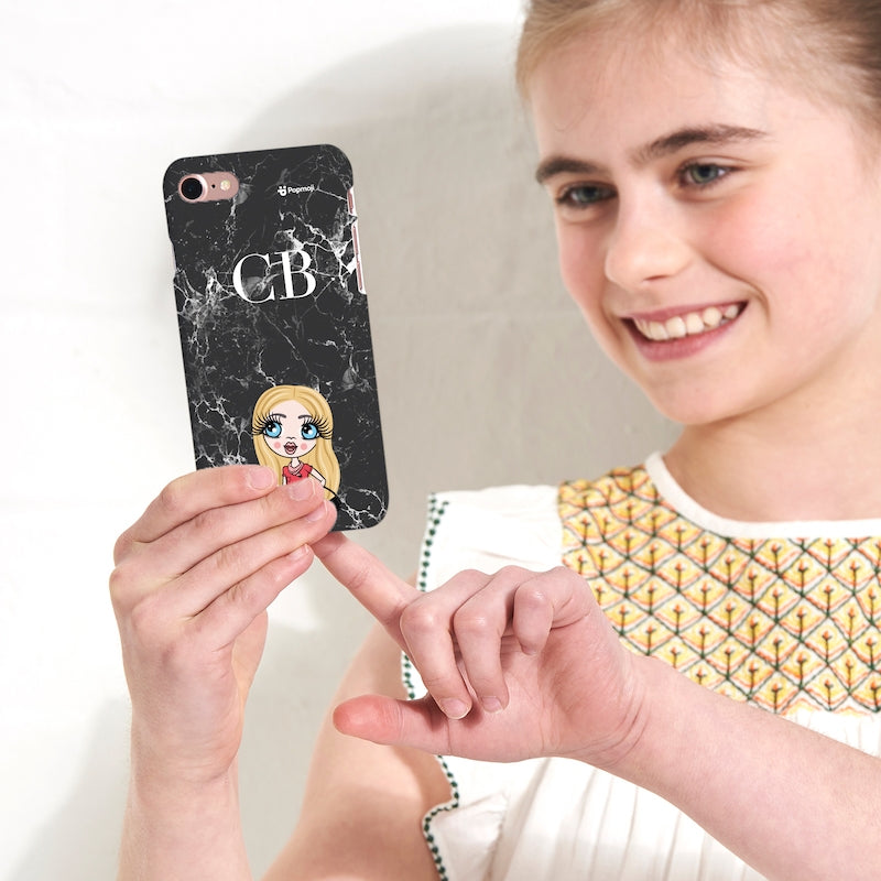 Girls Personalized The LUX Collection Black Marble Phone Case